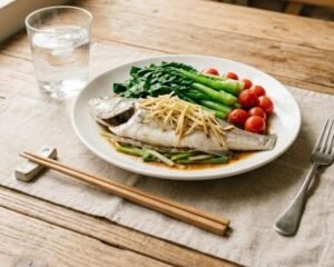 閱讀有關該文章的更多信息 午間能量餐：鱸魚與青菜的清純滋味，從自律中找回平穩