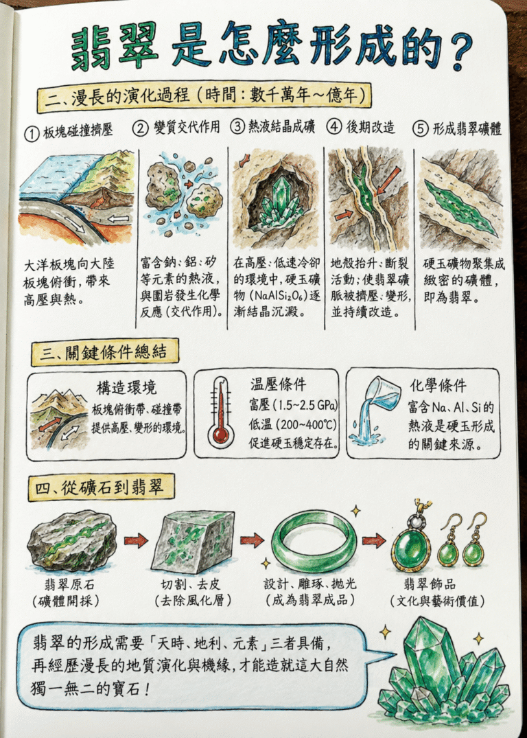懂翡翠之後，才知道它迷人的不只是顏色，而是背後那段漫長又稀有的形成故事